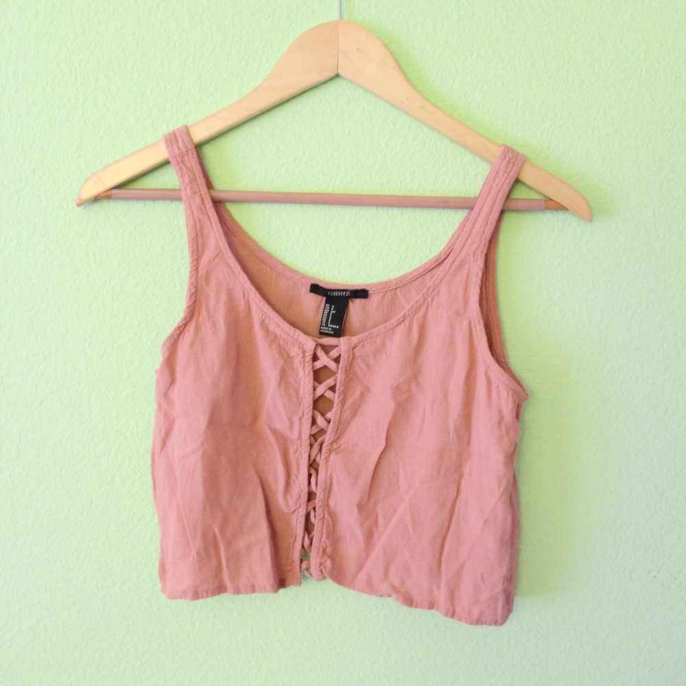 F21 Blush Pink Cropped Tank Top